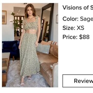 Visions of Style Sage Green Polka Dot Two-Piece Maxi Dress (ONLY SKIRT)